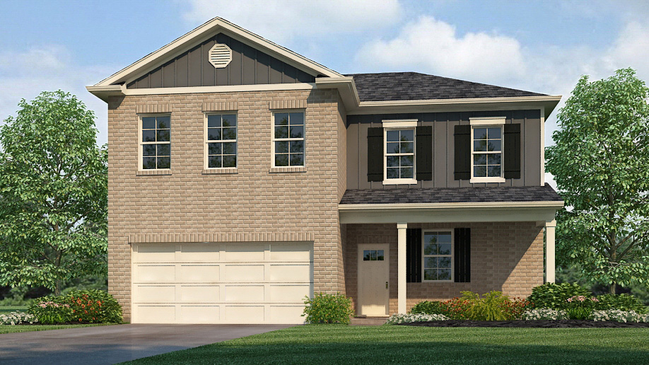 Rendering of our Belfort Plan a spacious two-story floor plan encompassing 4 bedrooms and 2.5 bathrooms, spanning 2,256 square feet.