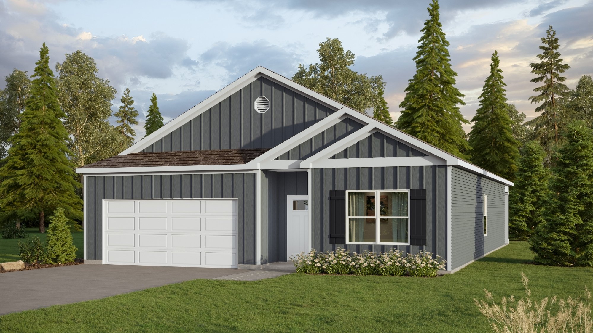 Rendering of our Cali plan featuring a seamless open layout just under 1,800 square feet, this beautiful single- story home offers 4-bedrooms with 2-bathrooms, and a 2-car garage.