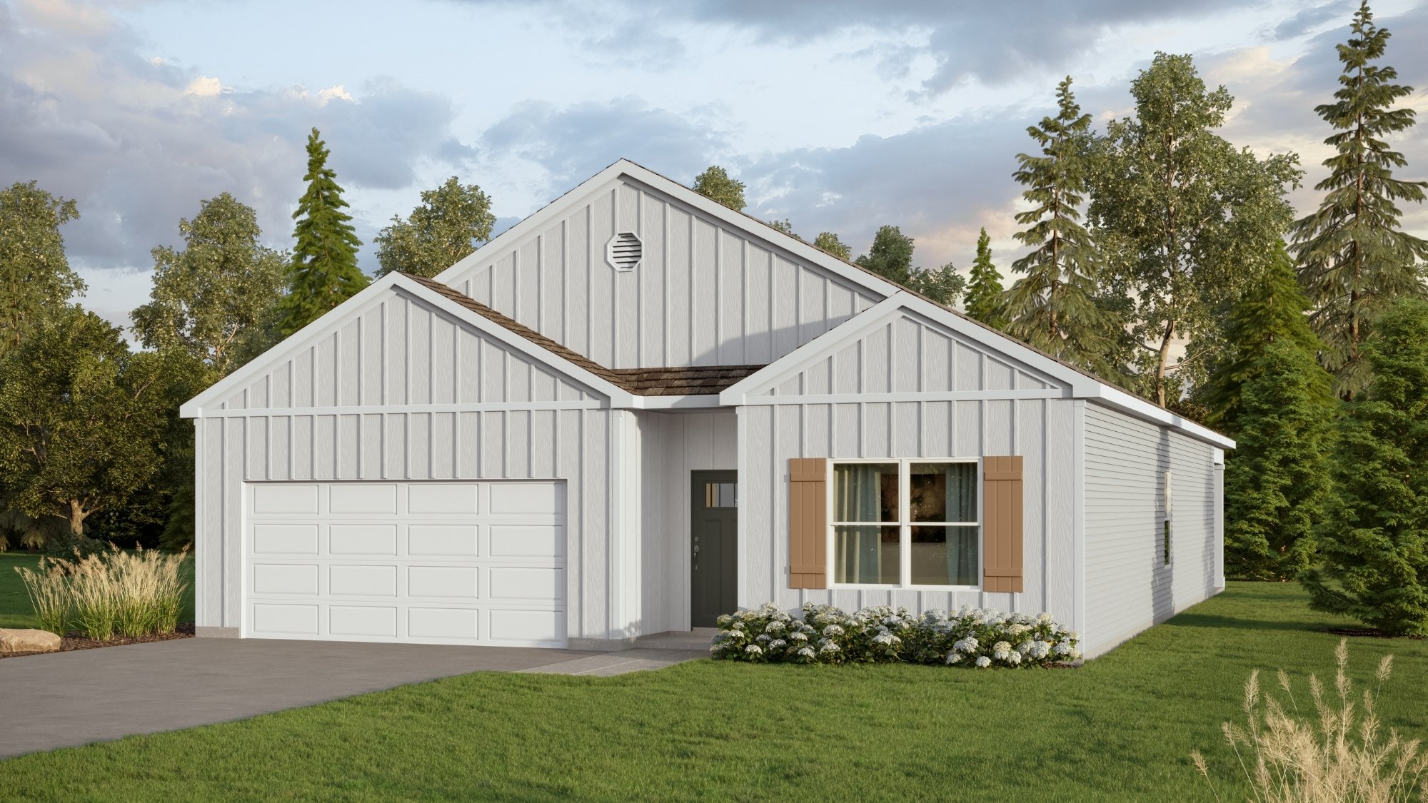 Rendering of our Cali plan featuring a seamless open layout just under 1,800 square feet, this beautiful single- story home offers 4-bedrooms with 2-bathrooms, and a 2-car garage.