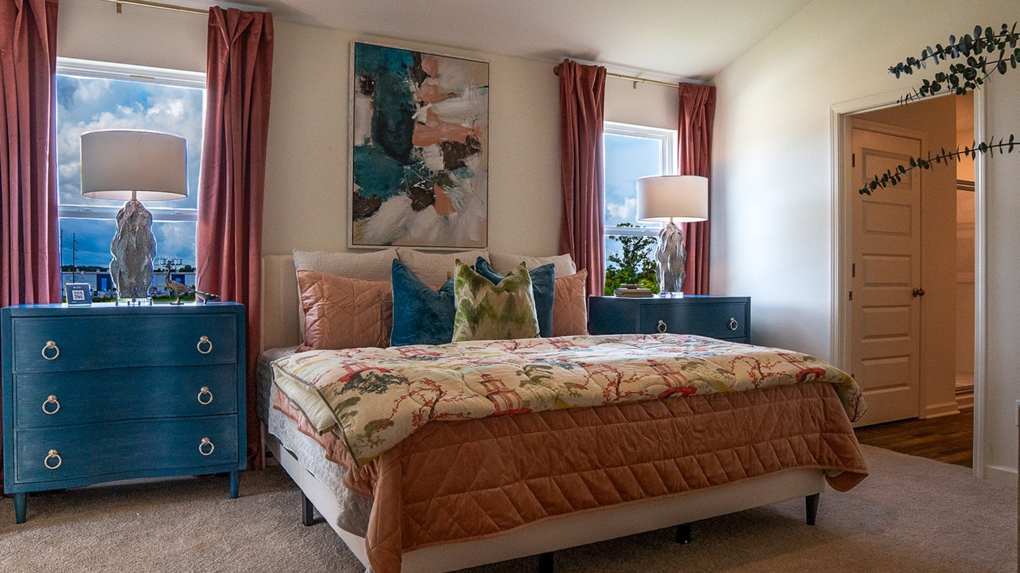 The third bedroom is also spacious and has ample room for a queen bed and two nightstands.