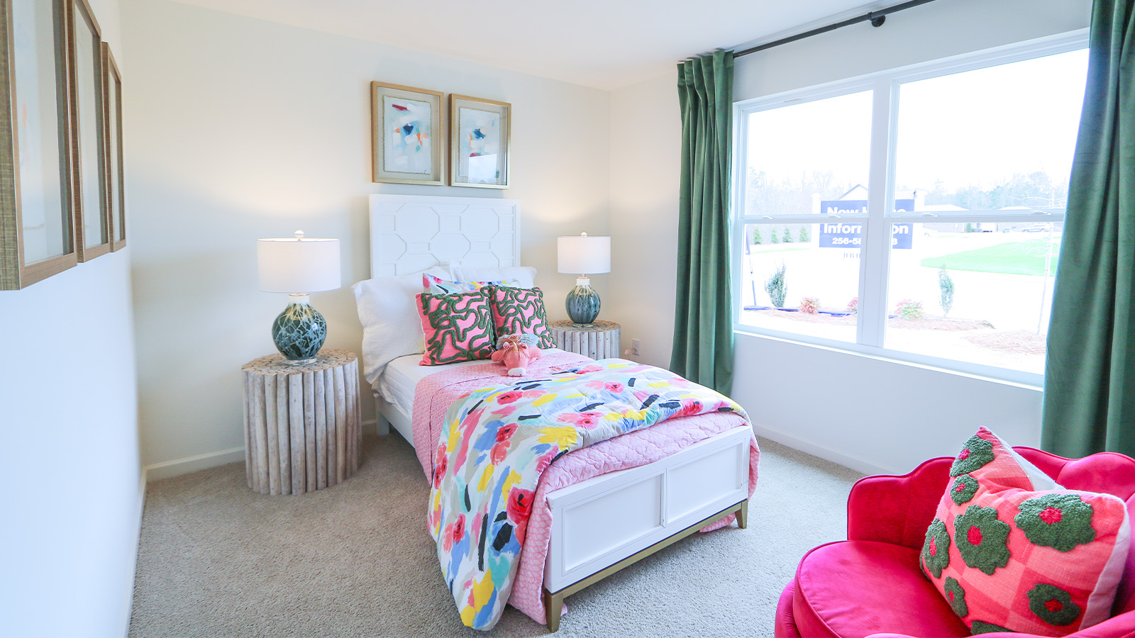 The second bedroom features two twin beds with a nightstand.