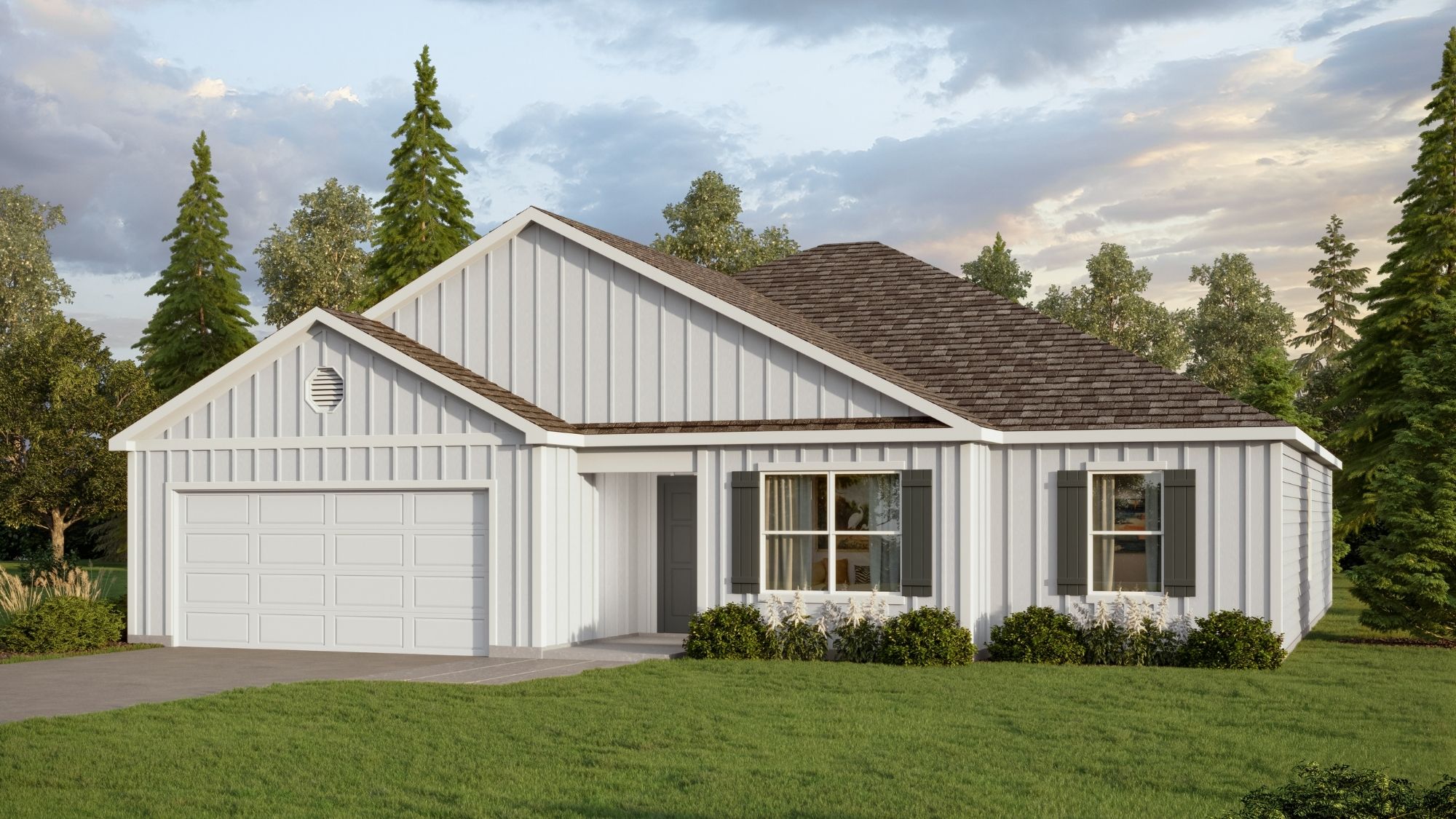 A rendering of our Booth floorplan, featuring 4 bedrooms and 2 bathrooms across 1,891 square feet.
