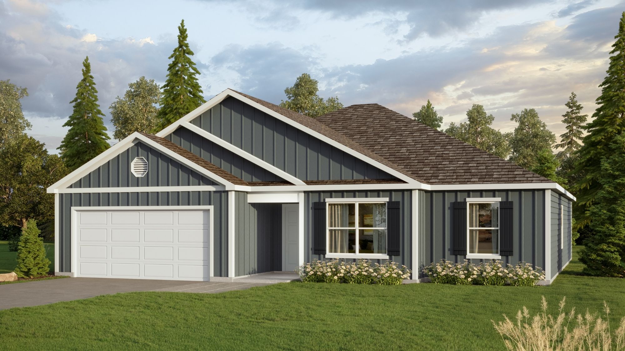 A rendering of our Booth floorplan, featuring 4 bedrooms and 2 bathrooms across 1,891 square feet.