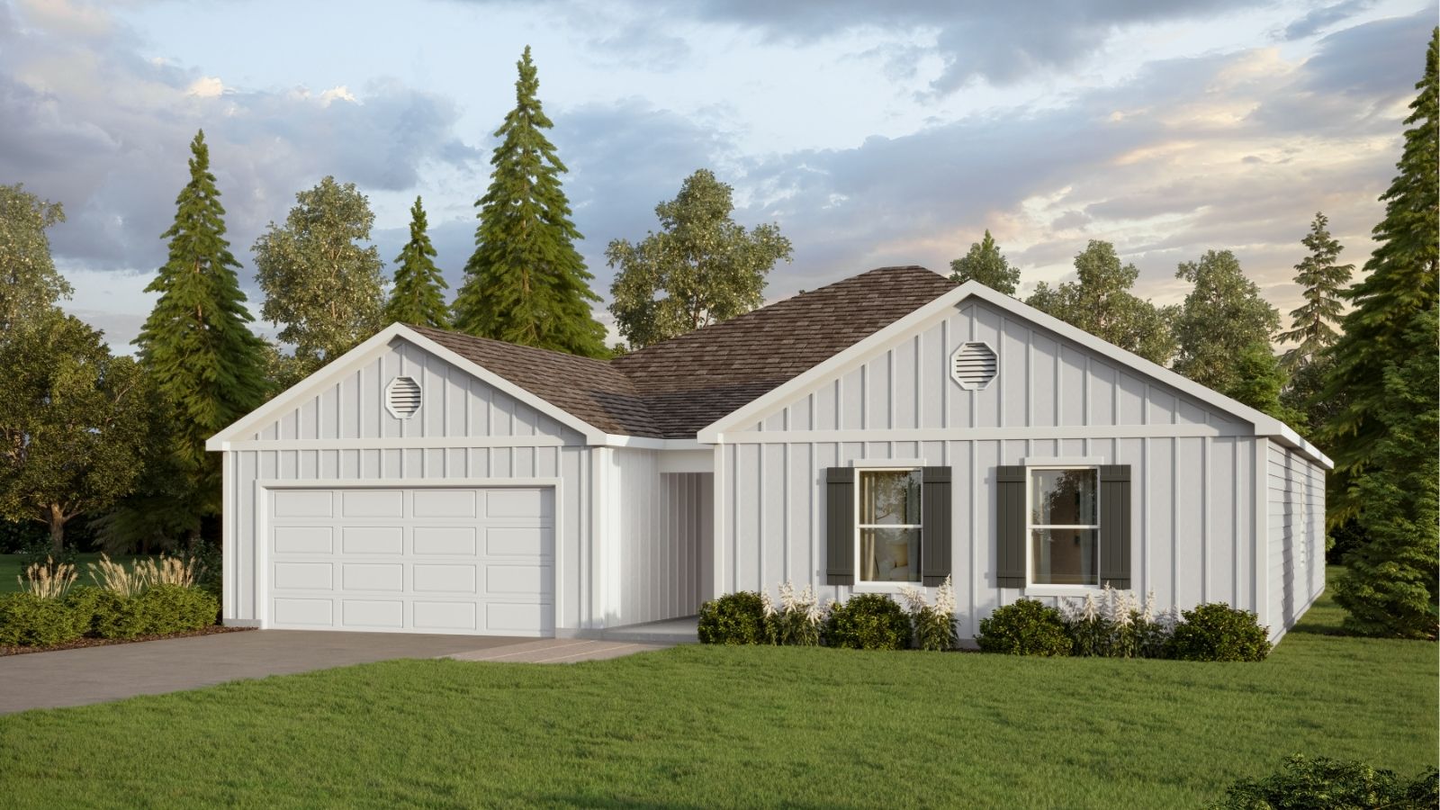 The Denton plan is another of our brand new single-level plan featuring a full 4 bedrooms, 2 bathrooms, and 2,250 square feet of well-designed living space. The kitchen is spacious and includes an island for cooking and dining purposes with a barstool seating area. The kitchen seamlessly opens up to the living area and a large dining area perfect for holidays or family gatherings, making this an incredible family living space to enjoy. The primary Bedroom boasts an incredible bathroom with a large walk in closet, shower, and a convenient his or hers double vanity area. You can enjoy early morning coffee or quiet evenings under the shaded covered porch, with quick access to the main living area and primary bedroom. In addition to Bedroom One, there are three more bedrooms, a full bath with a shower, a laundry room, and a 2-car garage completing this incredibly unique single story plan. Bathroom number 2 is perfectly tucked away near bedrooms two, three, and four all perfect for guests, and other family members. With four bedrooms one such as bedroom four could be used as a convenient office area with direct access to the beautiful open floorplan living space.   Throughout this home are quality materials and workmanship, with superior attention to detail, and a one-year builder's warranty provides peace of mind. The home is built using high-quality materials and craftsmanship, with careful attention to detail. It also comes with a one-year builder's warranty for added peace of mind. Additionally, each new home is equipped with a smart home technology package provided by D.R. Horton. This user-friendly package is designed to offer maximum convenience, allowing effortless control of important features with just a simple touch. Included conveniences comprise lighting automation, an IQ panel, a video doorbell, keyless front door entry, and the ability to manage temperature settings directly from your smartphone. We offer the opportunity for you to book a personal guided tour of the Denton plan at your convenience, so give us a call and make The Denton your new home today!