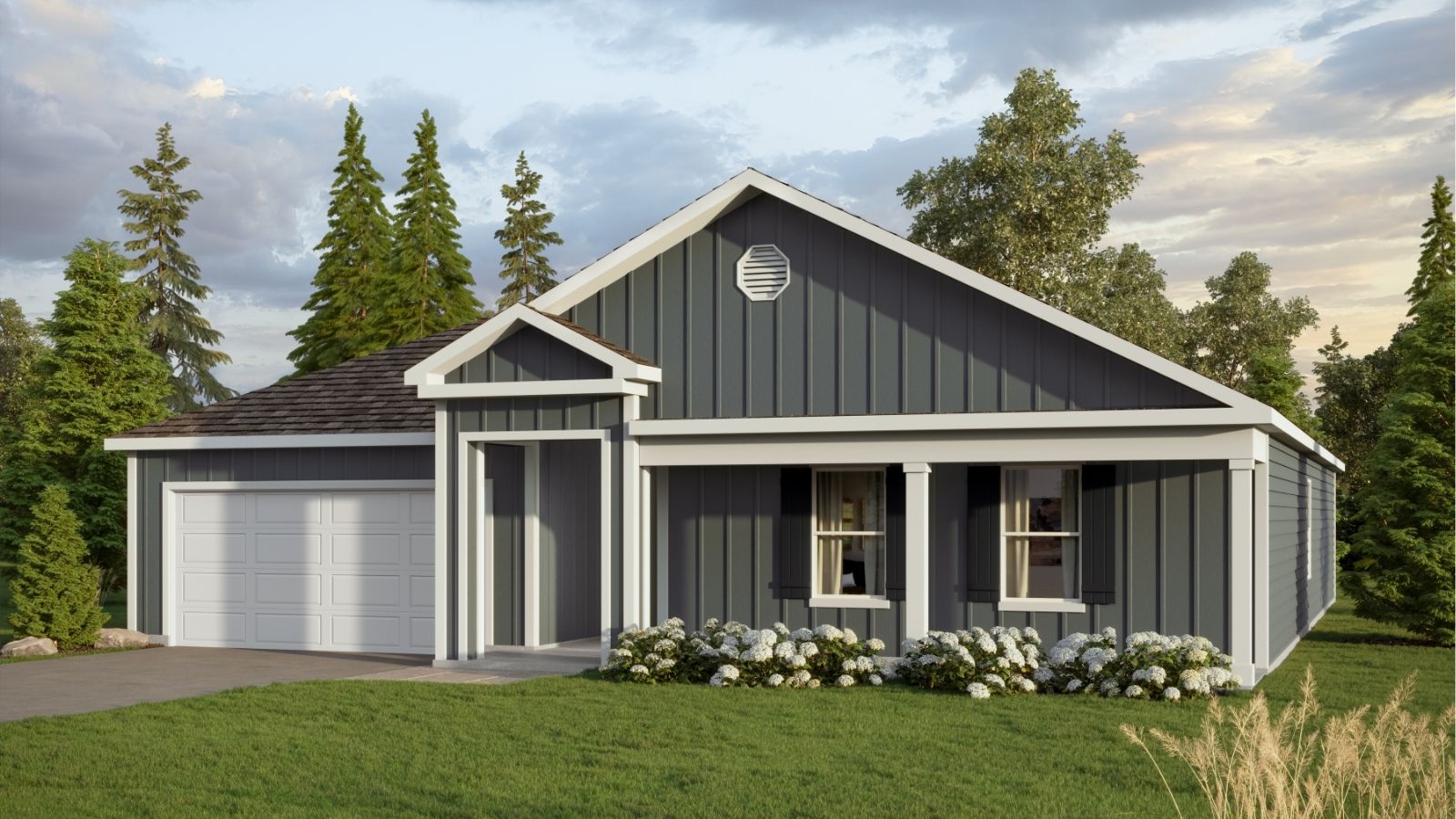 The Denton plan is another of our brand new single-level plan featuring a full 4 bedrooms, 2 bathrooms, and 2,250 square feet of well-designed living space. The kitchen is spacious and includes an island for cooking and dining purposes with a barstool seating area. The kitchen seamlessly opens up to the living area and a large dining area perfect for holidays or family gatherings, making this an incredible family living space to enjoy. The primary Bedroom boasts an incredible bathroom with a large walk in closet, shower, and a convenient his or hers double vanity area. You can enjoy early morning coffee or quiet evenings under the shaded covered porch, with quick access to the main living area and primary bedroom. In addition to Bedroom One, there are three more bedrooms, a full bath with a shower, a laundry room, and a 2-car garage completing this incredibly unique single story plan. Bathroom number 2 is perfectly tucked away near bedrooms two, three, and four all perfect for guests, and other family members. With four bedrooms one such as bedroom four could be used as a convenient office area with direct access to the beautiful open floorplan living space.   Throughout this home are quality materials and workmanship, with superior attention to detail, and a one-year builder's warranty provides peace of mind. The home is built using high-quality materials and craftsmanship, with careful attention to detail. It also comes with a one-year builder's warranty for added peace of mind. Additionally, each new home is equipped with a smart home technology package provided by D.R. Horton. This user-friendly package is designed to offer maximum convenience, allowing effortless control of important features with just a simple touch. Included conveniences comprise lighting automation, an IQ panel, a video doorbell, keyless front door entry, and the ability to manage temperature settings directly from your smartphone. We offer the opportunity for you to book a personal guided tour of the Denton plan at your convenience, so give us a call and make The Denton your new home today!