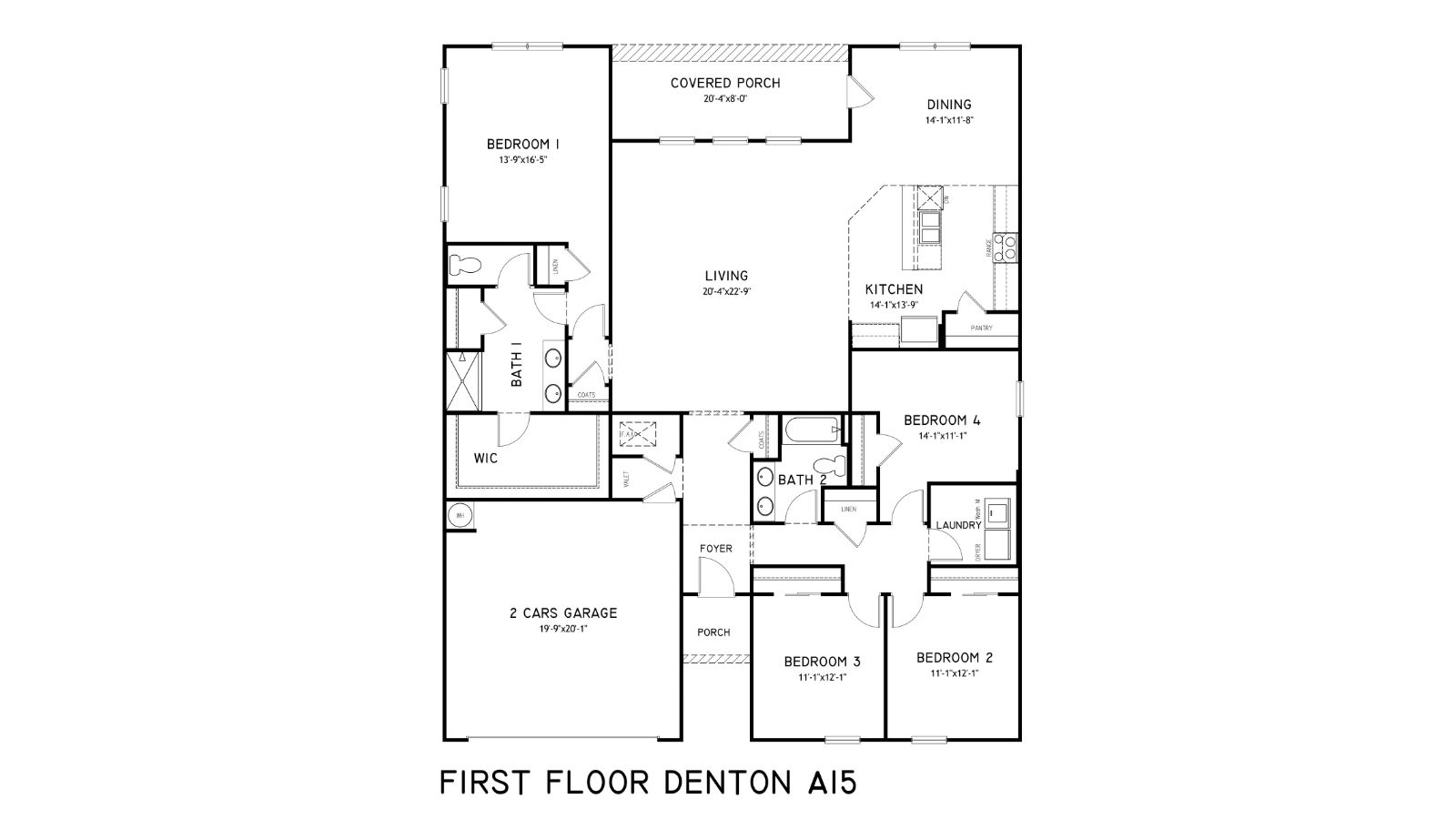 The Denton plan is another of our brand new single-level plan featuring a full 4 bedrooms, 2 bathrooms, and 2,250 square feet of well-designed living space. The kitchen is spacious and includes an island for cooking and dining purposes with a barstool seating area. The kitchen seamlessly opens up to the living area and a large dining area perfect for holidays or family gatherings, making this an incredible family living space to enjoy. The primary Bedroom boasts an incredible bathroom with a large walk in closet, shower, and a convenient his or hers double vanity area. You can enjoy early morning coffee or quiet evenings under the shaded covered porch, with quick access to the main living area and primary bedroom. In addition to Bedroom One, there are three more bedrooms, a full bath with a shower, a laundry room, and a 2-car garage completing this incredibly unique single story plan. Bathroom number 2 is perfectly tucked away near bedrooms two, three, and four all perfect for guests, and other family members. With four bedrooms one such as bedroom four could be used as a convenient office area with direct access to the beautiful open floorplan living space.   Throughout this home are quality materials and workmanship, with superior attention to detail, and a one-year builder's warranty provides peace of mind. The home is built using high-quality materials and craftsmanship, with careful attention to detail. It also comes with a one-year builder's warranty for added peace of mind. Additionally, each new home is equipped with a smart home technology package provided by D.R. Horton. This user-friendly package is designed to offer maximum convenience, allowing effortless control of important features with just a simple touch. Included conveniences comprise lighting automation, an IQ panel, a video doorbell, keyless front door entry, and the ability to manage temperature settings directly from your smartphone. We offer the opportunity for you to book a personal guided tour of the Denton plan at your convenience, so give us a call and make The Denton your new home today!