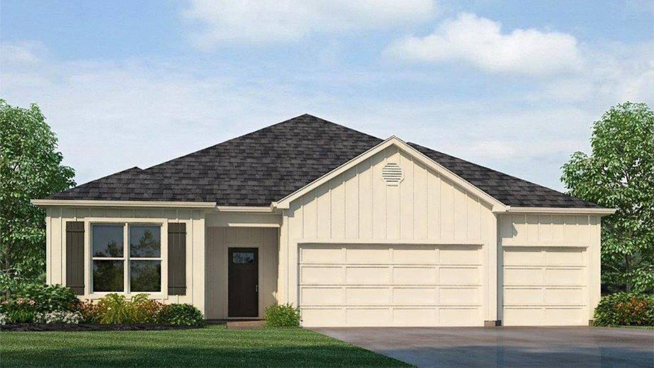 The stunning Destin plan presents a charming single-level home with 4 bedrooms, 3 bathrooms, a generous covered patio, and a 3-car garage. This home boasts a spacious breakfast nook, a separate dining area, and a large living area, creating an inviting open design perfect for effortless entertaining. The kitchen features a sizable island bar and a convenient corner pantry. Bedroom 1 offers ample space and is accompanied by an adjoining bath that includes a double vanity, a luxurious garden tub, a separate shower, and a sizable walk-in closet. Additionally, there are 3 other bedrooms throughout the home, accompanied by 2 bathrooms. Quality materials and workmanship throughout, with superior attention to detail, plus a one-year builder’s warranty. Your new home also includes our smart home technology package! A D.R. Horton Smart Home is equipped with technology that includes the following: a Z-Wave programmable thermostat manufactured by Honeywell; a Z-Wave door lock manufactured by Kwikset; a Z-Wave wireless switch manufactured by Eaton Corporation; a Qolsys, Inc. touchscreen Smart Home control device; an automation platform from Alarm.com; a SkyBell video doorbell; an Amazon Echo Dot.* Talk to a New Home Sales Agent for details.