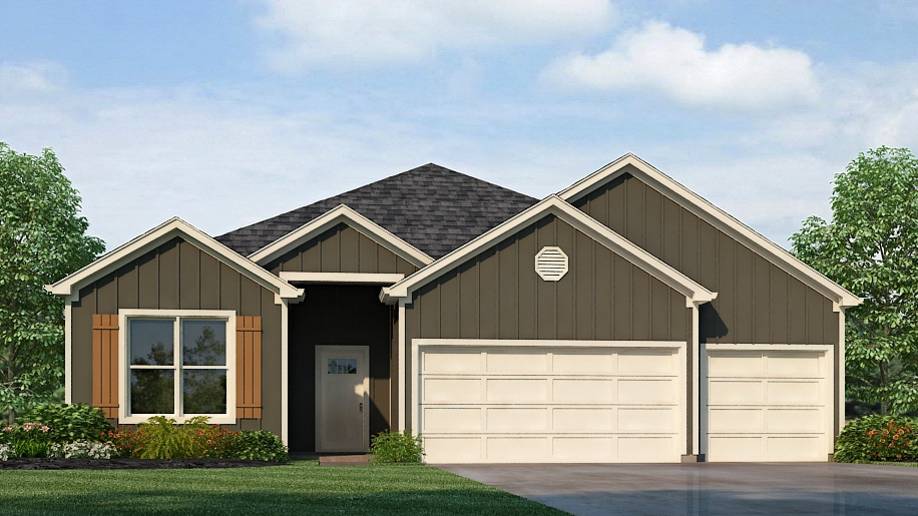 The stunning Destin plan presents a charming single-level home with 4 bedrooms, 3 bathrooms, a generous covered patio, and a 3-car garage. This home boasts a spacious breakfast nook, a separate dining area, and a large living area, creating an inviting open design perfect for effortless entertaining. The kitchen features a sizable island bar and a convenient corner pantry. Bedroom 1 offers ample space and is accompanied by an adjoining bath that includes a double vanity, a luxurious garden tub, a separate shower, and a sizable walk-in closet. Additionally, there are 3 other bedrooms throughout the home, accompanied by 2 bathrooms. Quality materials and workmanship throughout, with superior attention to detail, plus a one-year builder’s warranty. Your new home also includes our smart home technology package! A D.R. Horton Smart Home is equipped with technology that includes the following: a Z-Wave programmable thermostat manufactured by Honeywell; a Z-Wave door lock manufactured by Kwikset; a Z-Wave wireless switch manufactured by Eaton Corporation; a Qolsys, Inc. touchscreen Smart Home control device; an automation platform from Alarm.com; a SkyBell video doorbell; an Amazon Echo Dot.* Talk to a New Home Sales Agent for details.