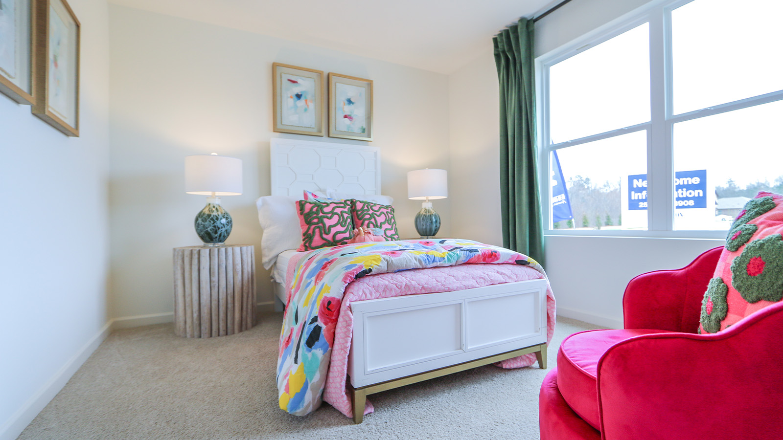 The second bedroom features two twin beds with a nightstand.