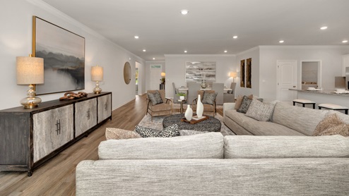 Dining room area with LVP flooring and windows
