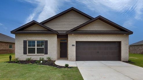 Single story home with brick and two car garage