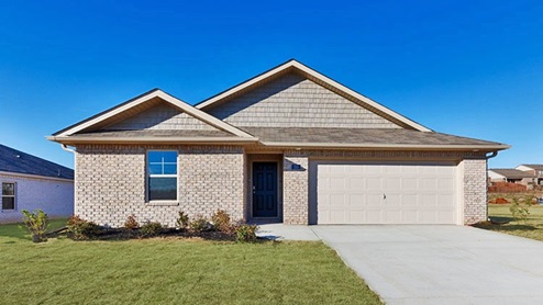 Single story home with brick and two car garage