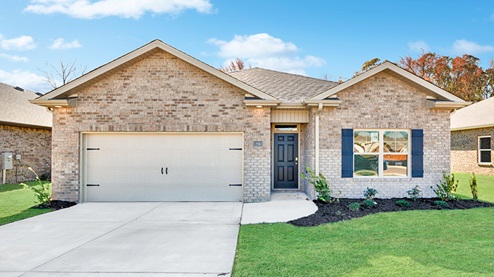 Single story home with brick and two car garage