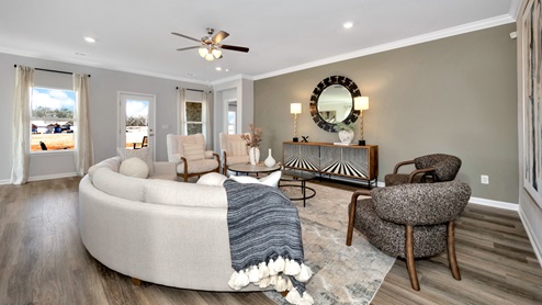 Dining room area with LVP flooring and windows