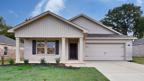 Single story home with brick and two car garage