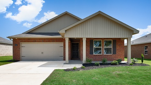 Single story home with brick and two car garage