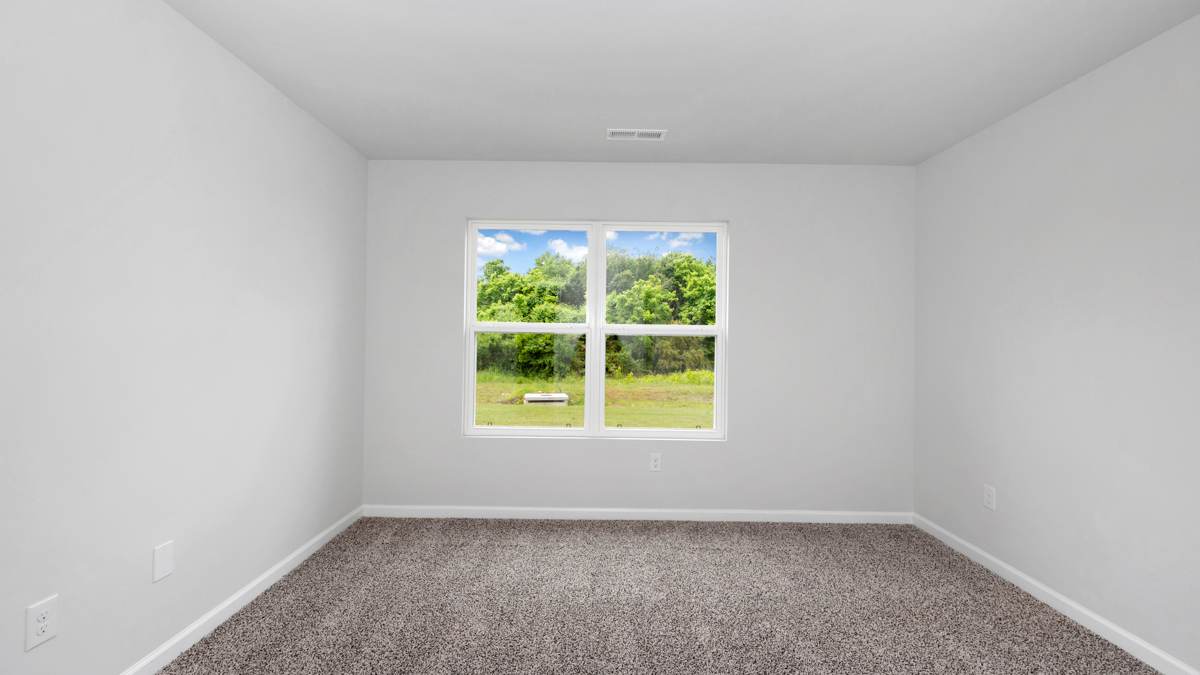 Secondary bedroom with carpet and window