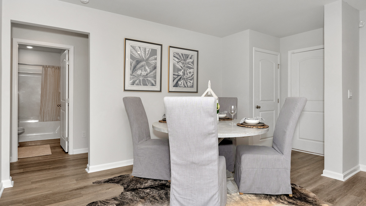 kitchen island with view of the foyer
