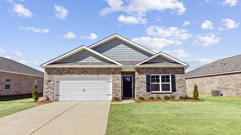 Single story home with brick and two car garage
