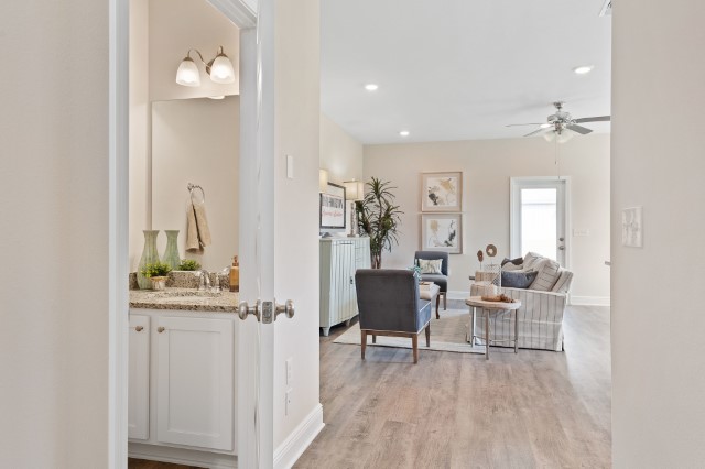 Foyer with half bathroom