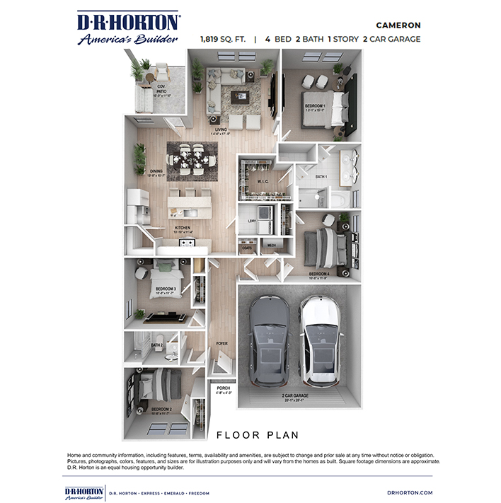 cameron furnished floorplan image - belmont in denham springs,la