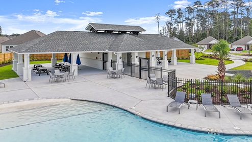white clubhouse with black accents