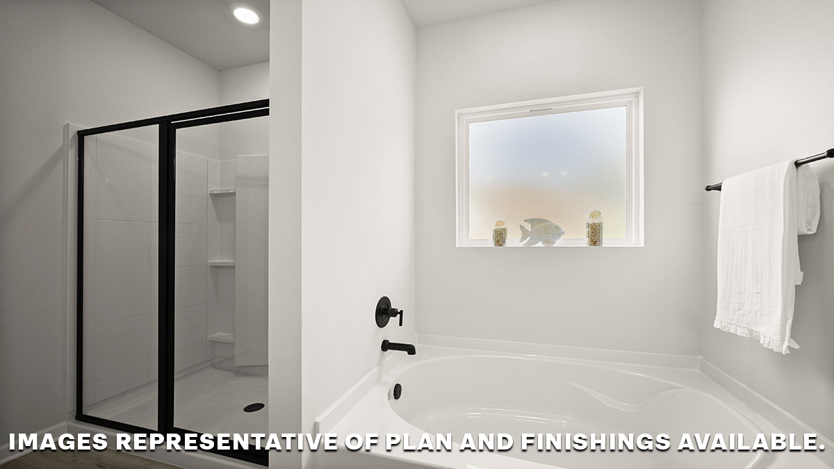 Separate shower and tub in primary bathroom