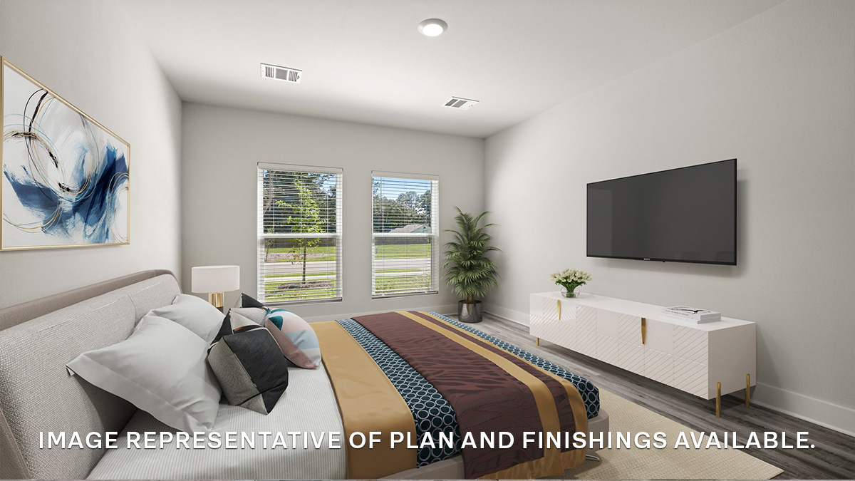 Second bedroom with dual windows and space for queen bedroom set