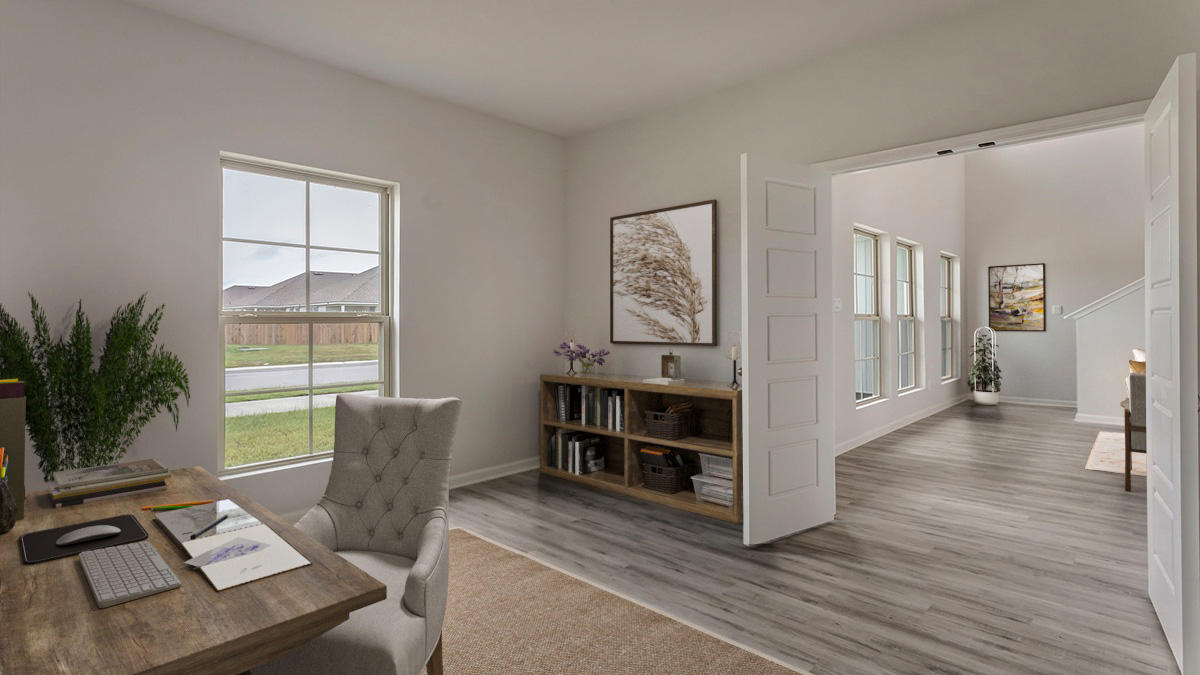 Downstairs office space in the front of the home