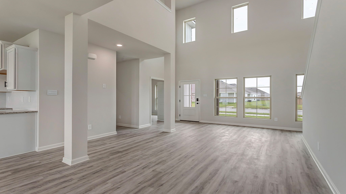 Open-concept foyer and living room