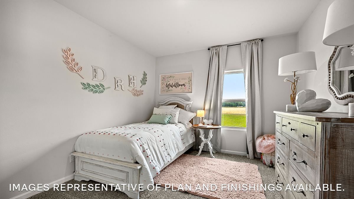 Third bedroom with single window and space for full or queen bedroom