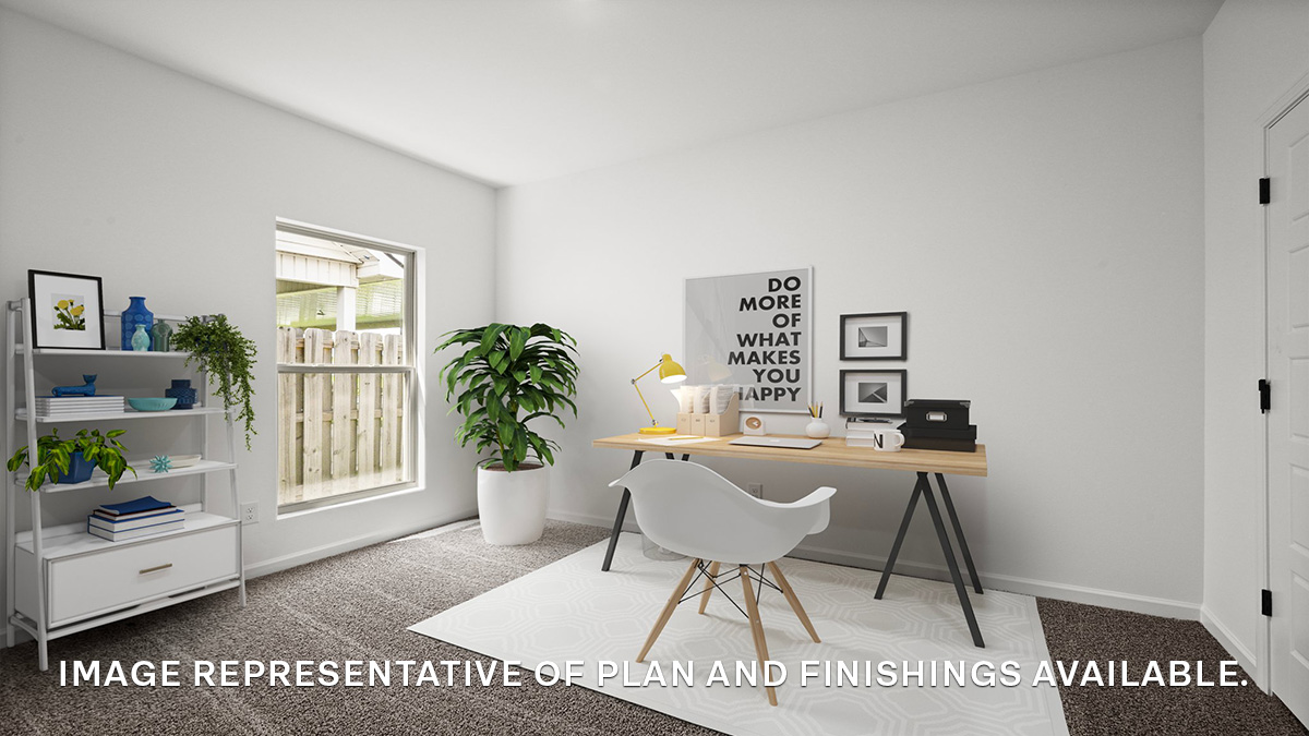 second bedroom with single windows and room for a queen bed