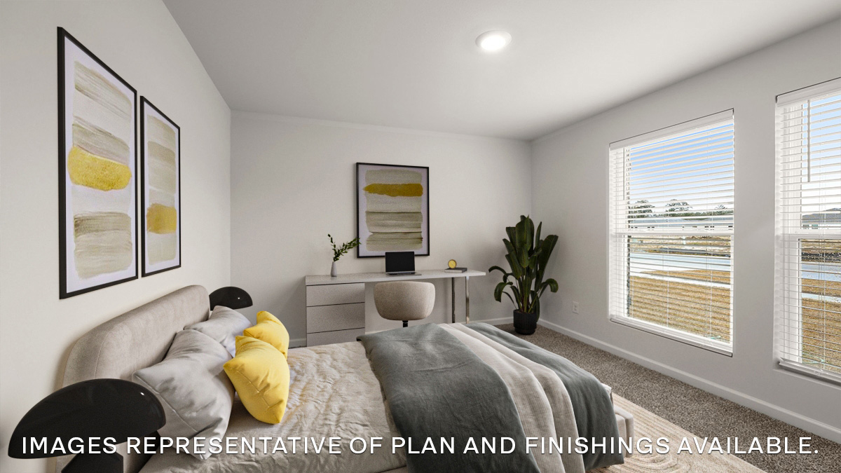 second bedroom with double window and room for a queen bed