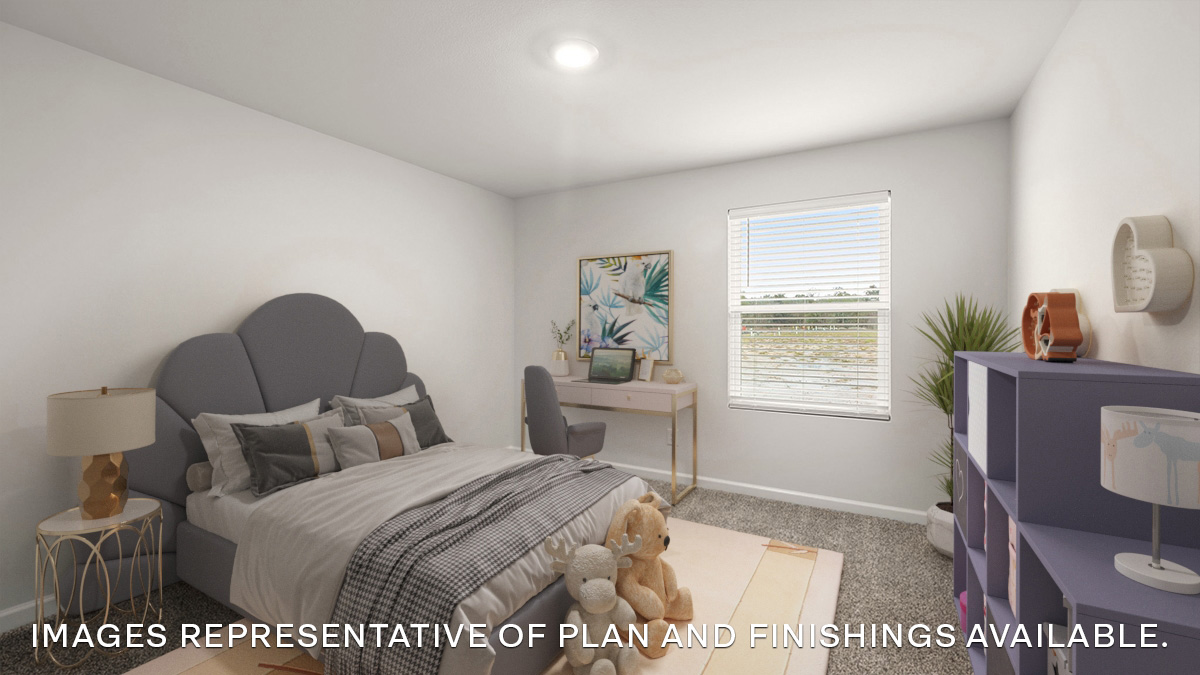 third bedroom with single window and room for a queen bed
