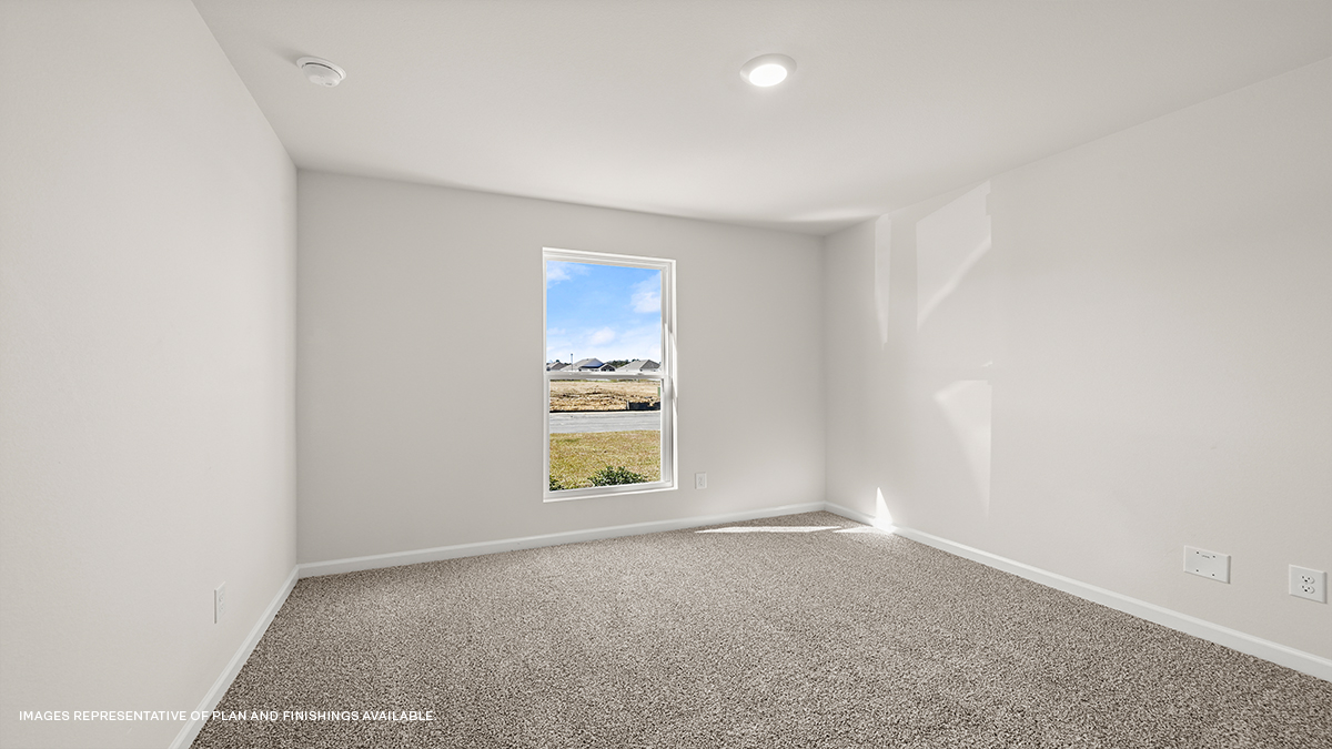 third bedroom with single window and room for up to a queen size bed set