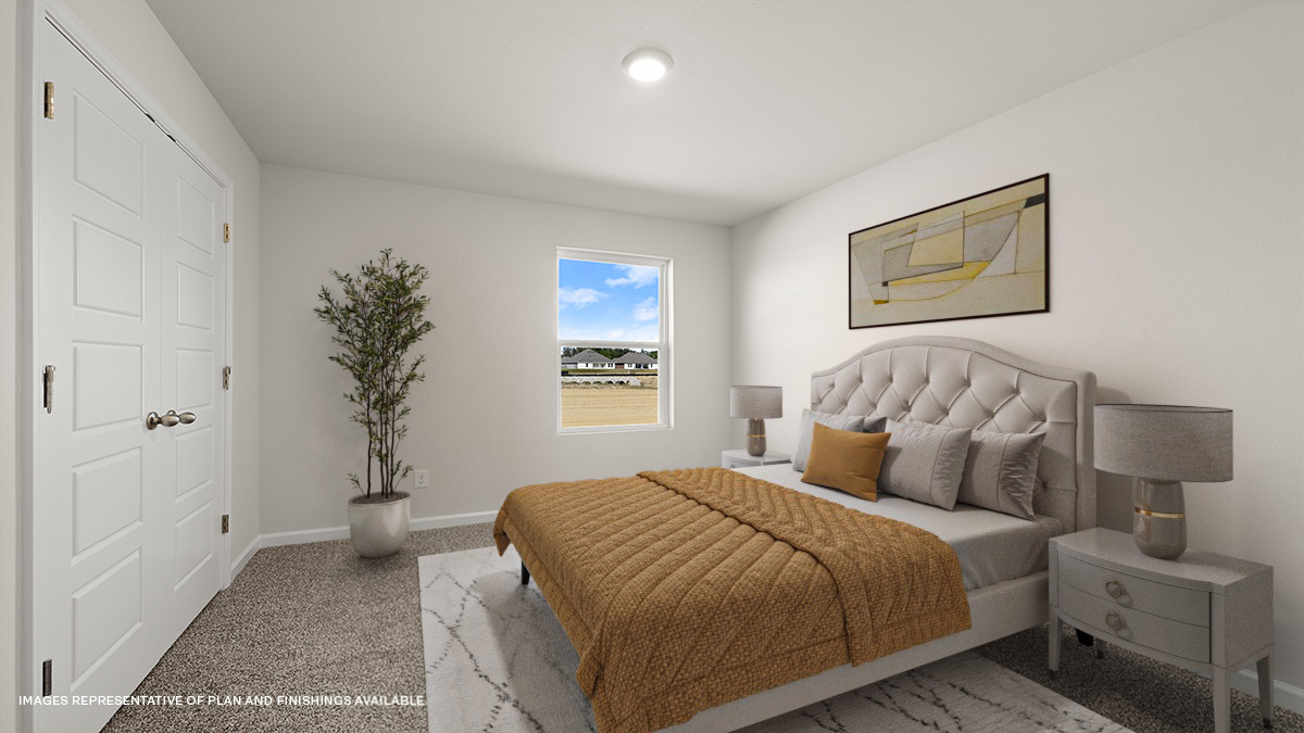 second bedroom with single window and room for up to a full size bed set
