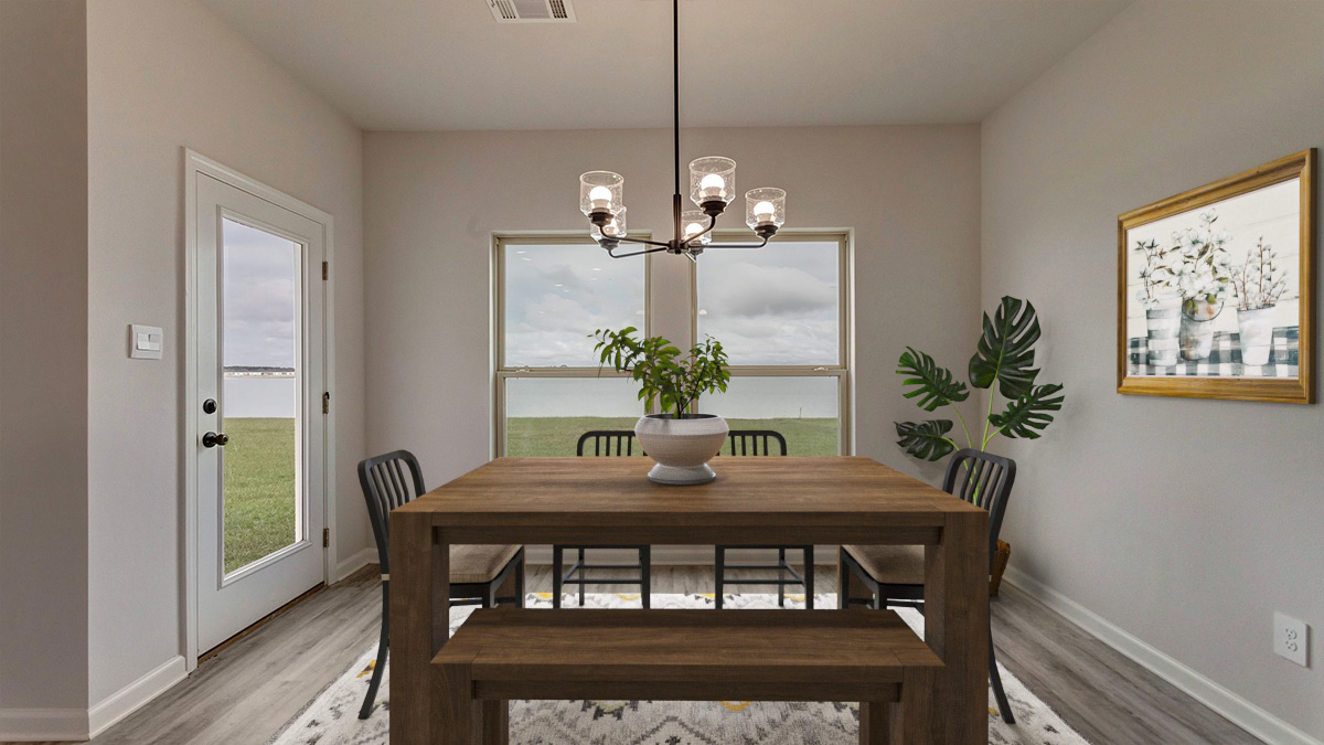 Dining room with door to patio space