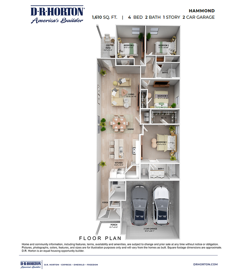 hammond furnished floor plan rendering - lakeshore villages in slidell,la