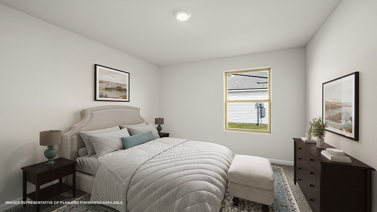 Third bedroom with single window and space for full or queen bedroom set