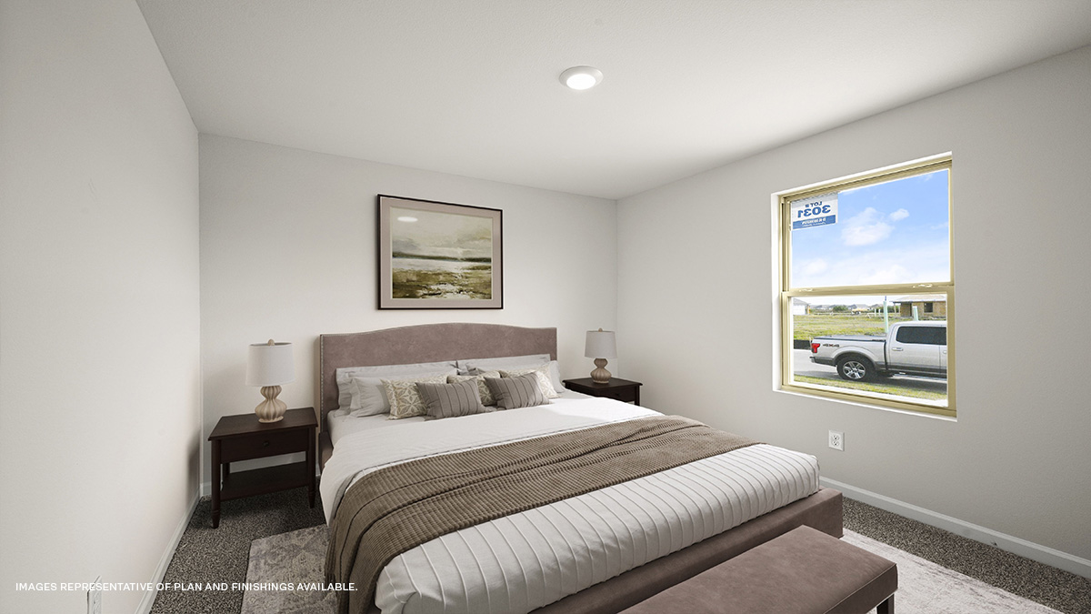 Second bedroom with single window and space for full or queen bedroom set