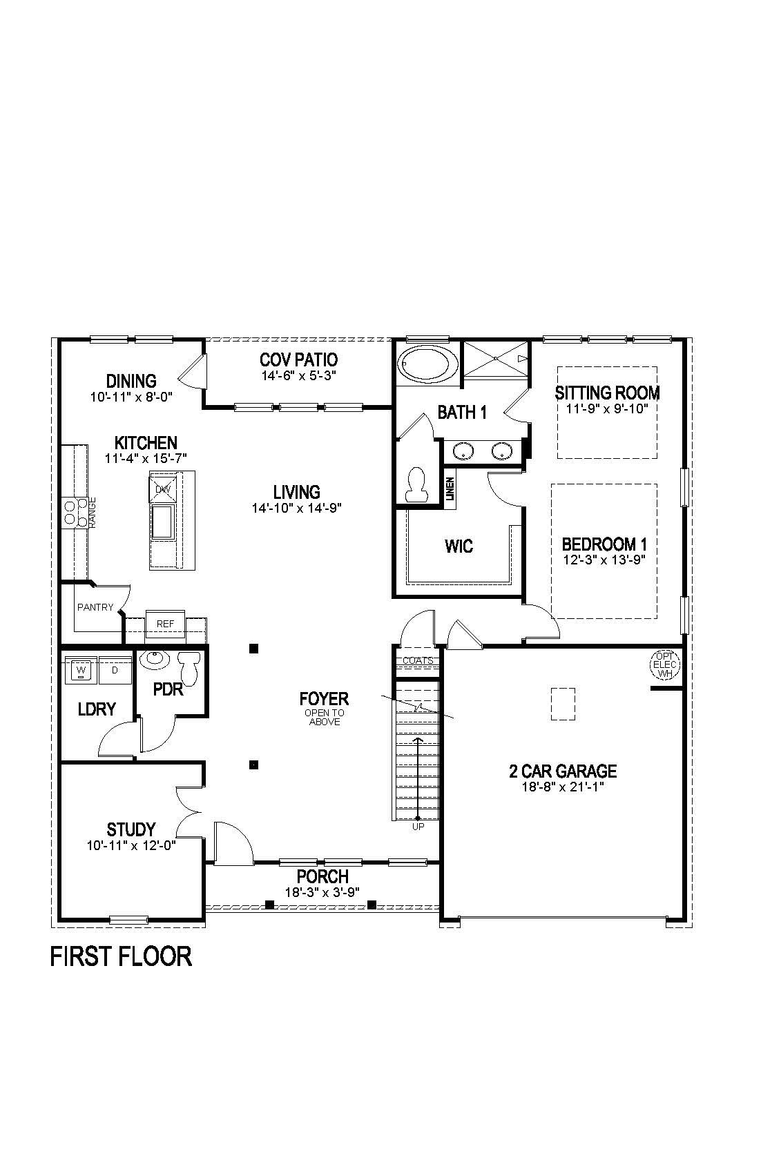Ashland elevation A23 downstairs floorplan