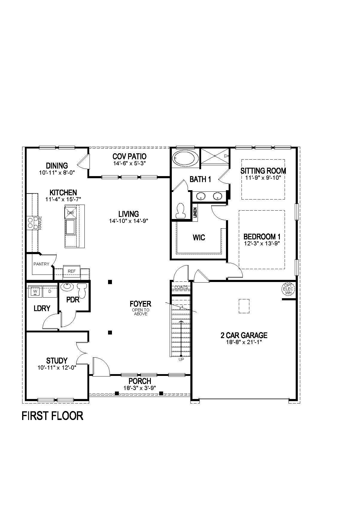 Ashland elevation B23 downstairs floorplan