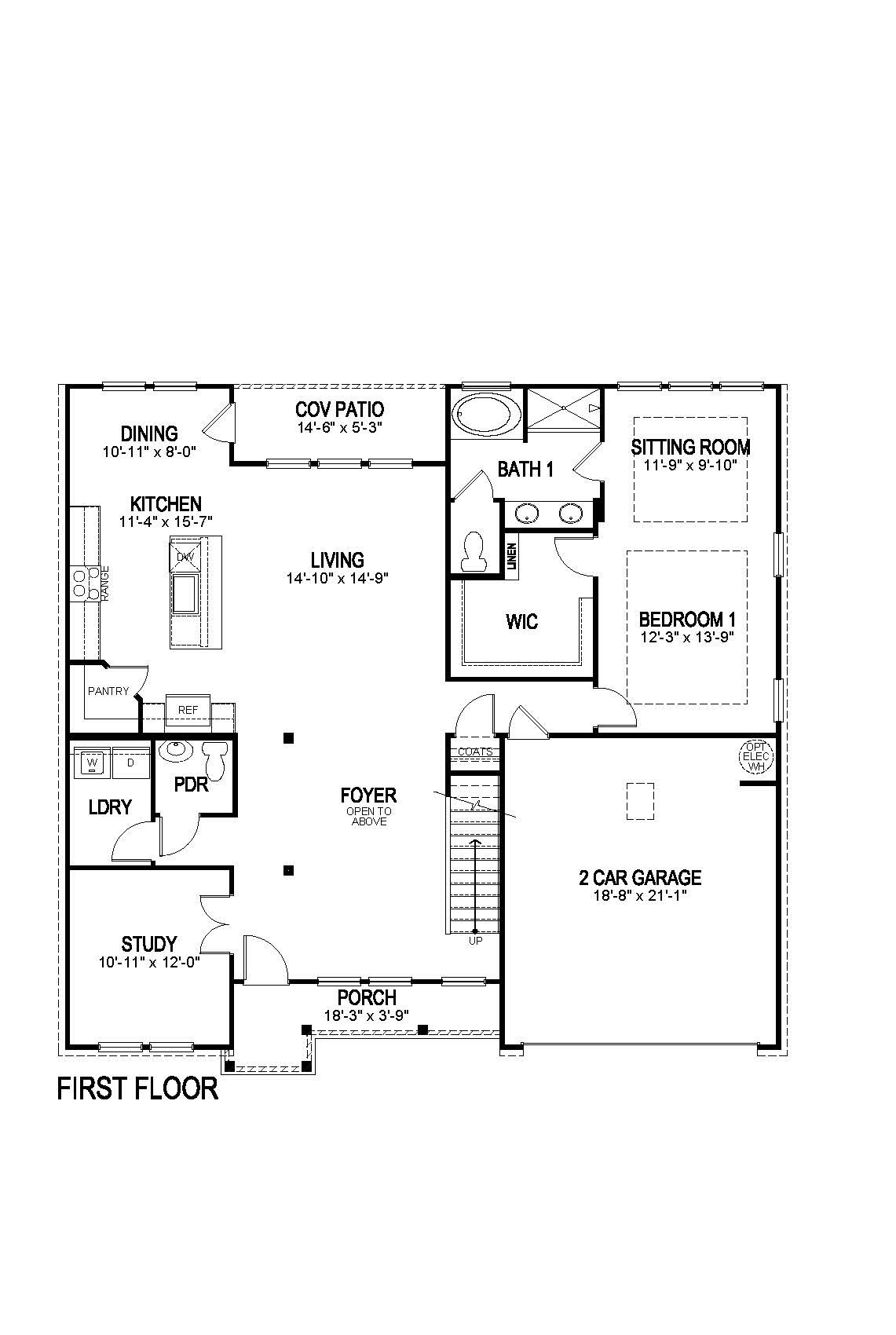 Ashland elevation C23 downstairs floorplan