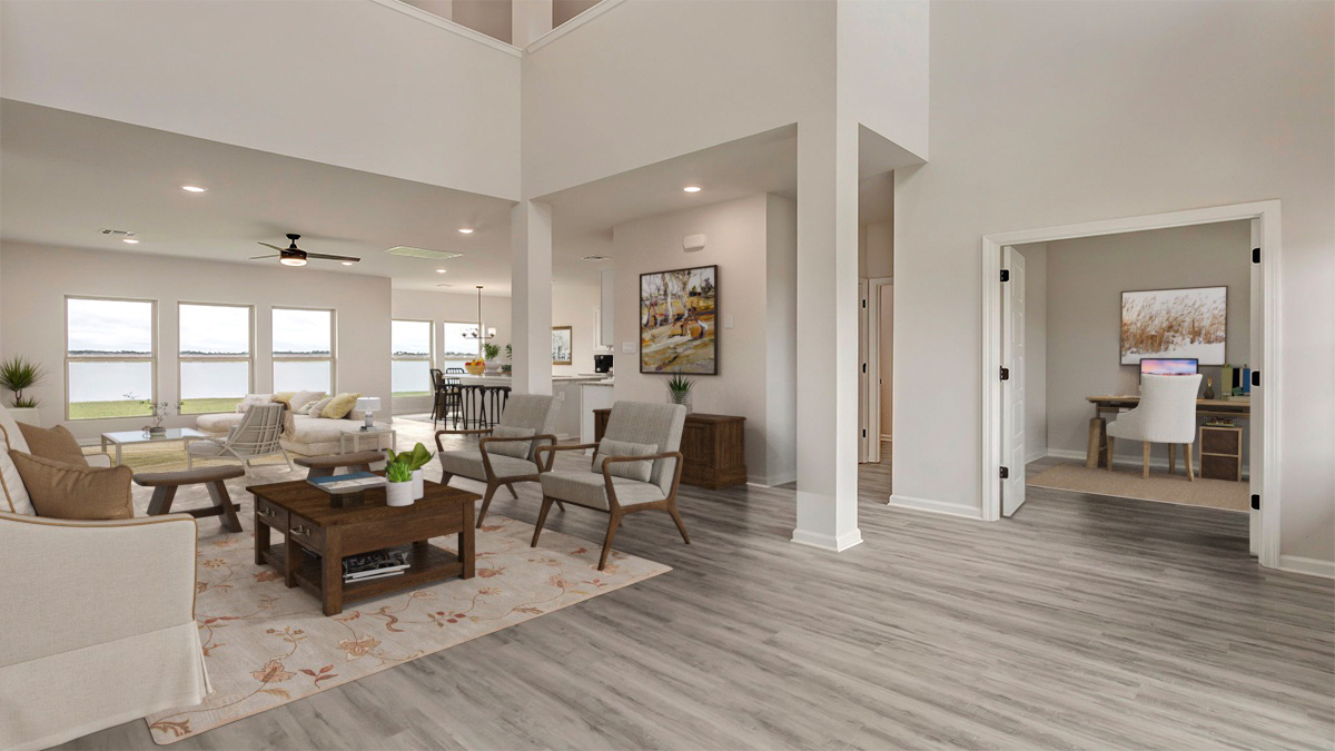 Open-concept foyer and living room