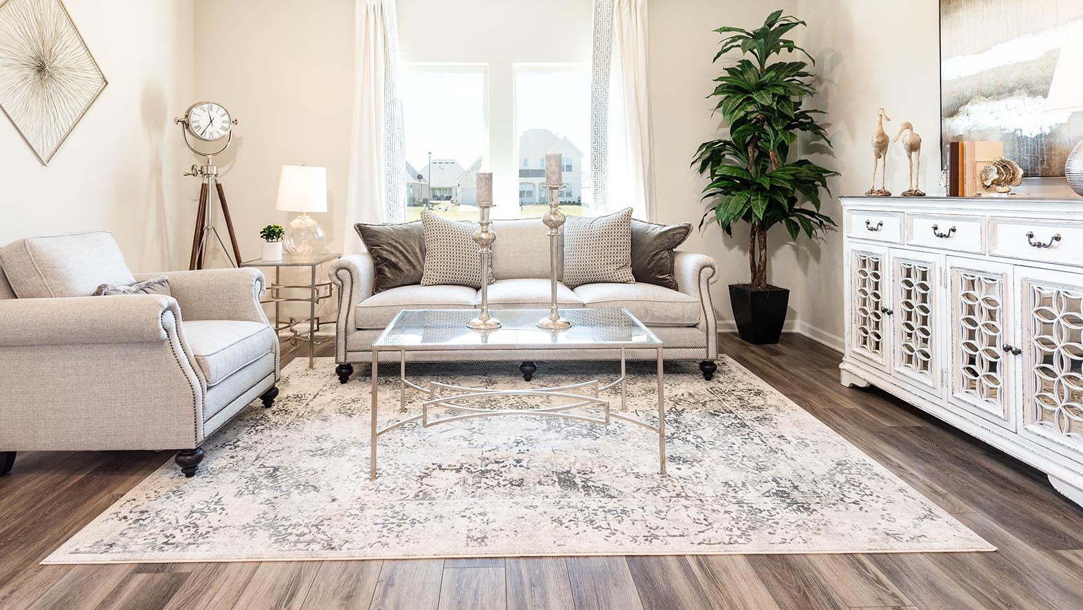 living room with dual windows