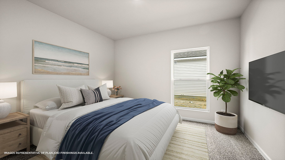 Third bedroom with single window and room for up to queen bed