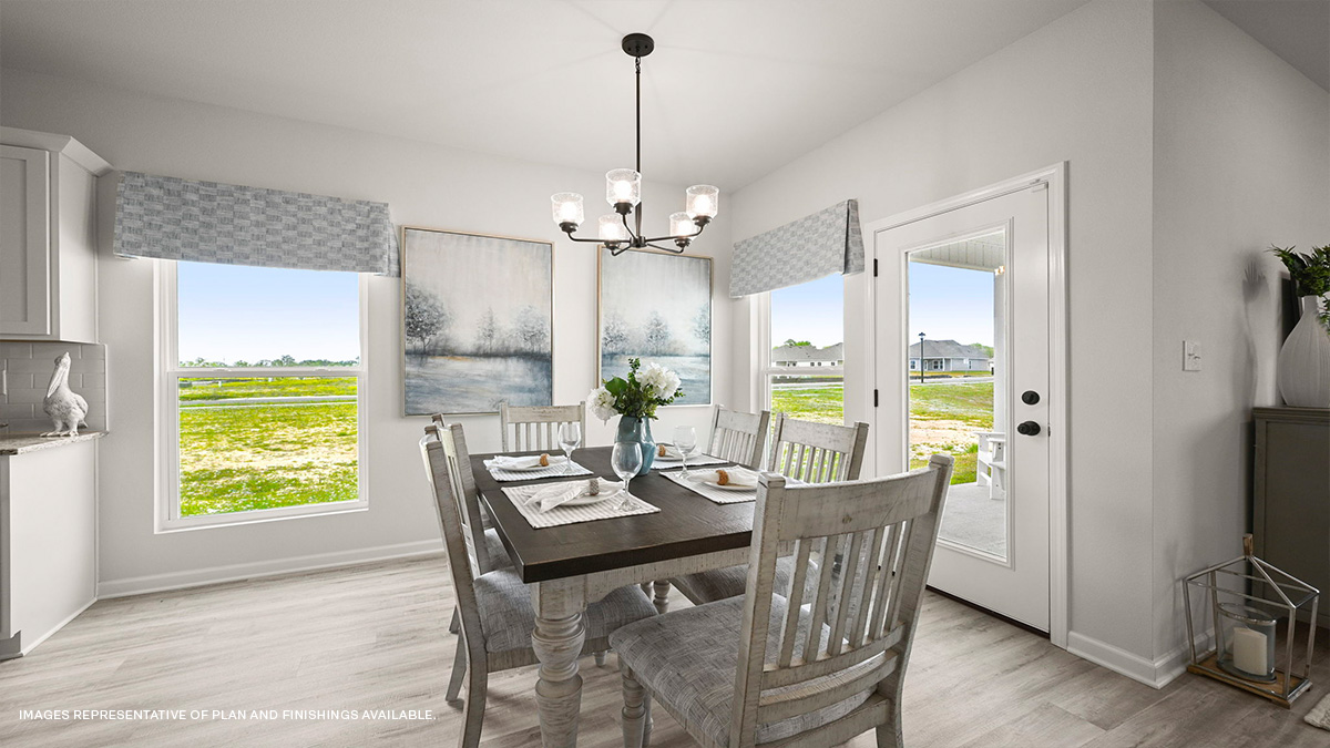 open dining space with access to patio