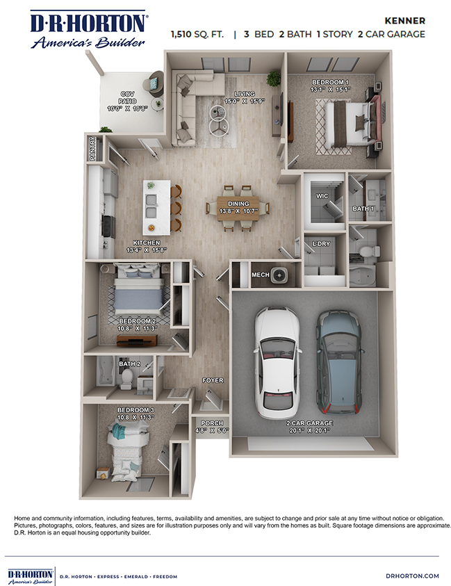 kenner furnished floorplan image - lakeshore villages in slidell,la