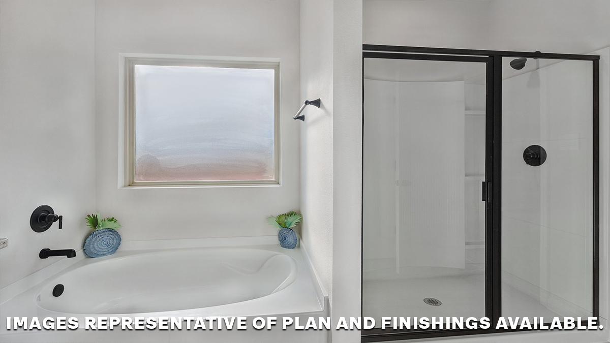 garden tub and separate shower in the primary bath