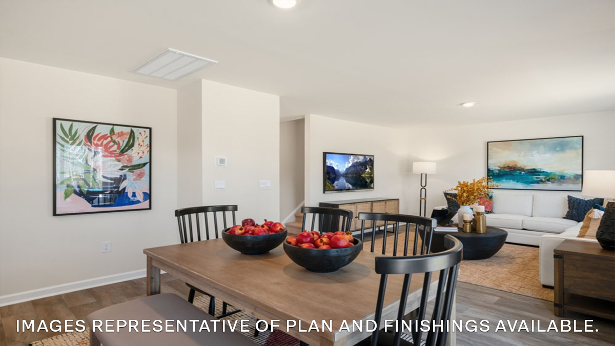 open dining space and living room near the kitchen